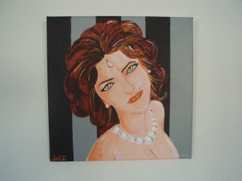 Femme au collier de perles   30cm x 30cm