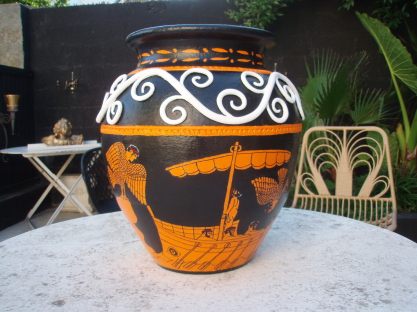 Reproduction vase Grec "Ulysse avec les sirènes" 45cm x 50cm